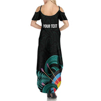 Personalised New Zealand Archery Family Matching Summer Maxi Dress and Hawaiian Shirt Turquoise Maori Silver Fern LT01 - Polynesian Pride
