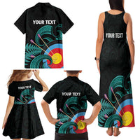 Personalised New Zealand Archery Family Matching Tank Maxi Dress and Hawaiian Shirt Turquoise Maori Silver Fern LT01 - Polynesian Pride