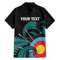 Personalised New Zealand Archery Family Matching Tank Maxi Dress and Hawaiian Shirt Turquoise Maori Silver Fern LT01 - Polynesian Pride
