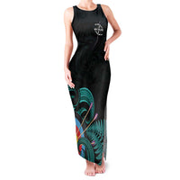 Personalised New Zealand Archery Family Matching Tank Maxi Dress and Hawaiian Shirt Turquoise Maori Silver Fern LT01 Mom's Dress Turquoise - Polynesian Pride