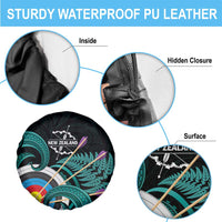 New Zealand Archery Spare Tire Cover Turquoise Maori Silver Fern
