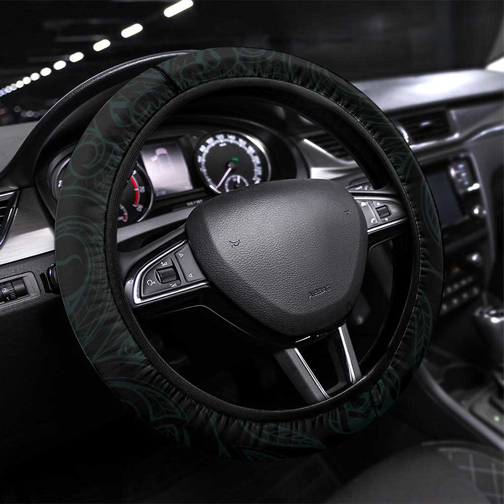 New Zealand Archery Steering Wheel Cover Turquoise Maori Silver Fern