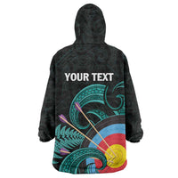 Personalised New Zealand Archery Wearable Blanket Hoodie Turquoise Maori Silver Fern LT01 - Polynesian Pride