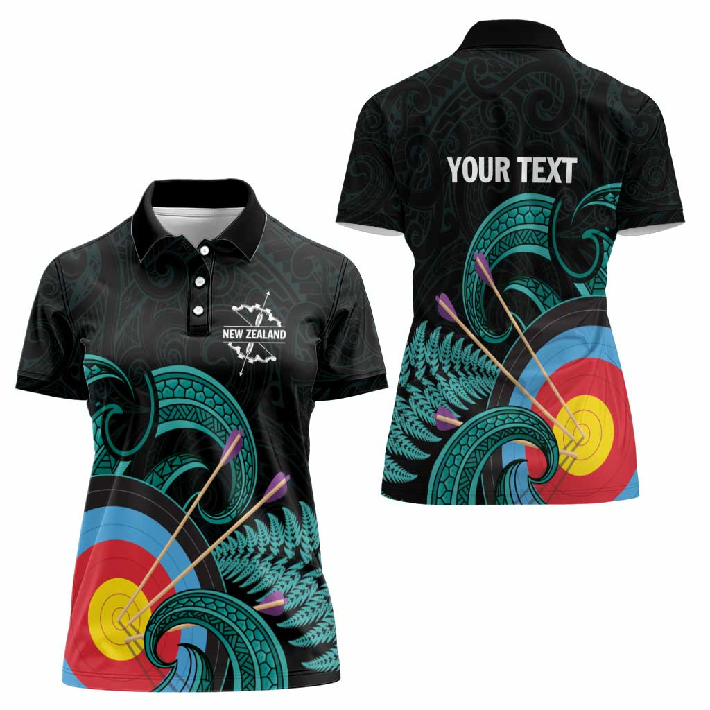 Personalised New Zealand Archery Women Polo Shirt Turquoise Maori Silver Fern LT01 - Polynesian Pride