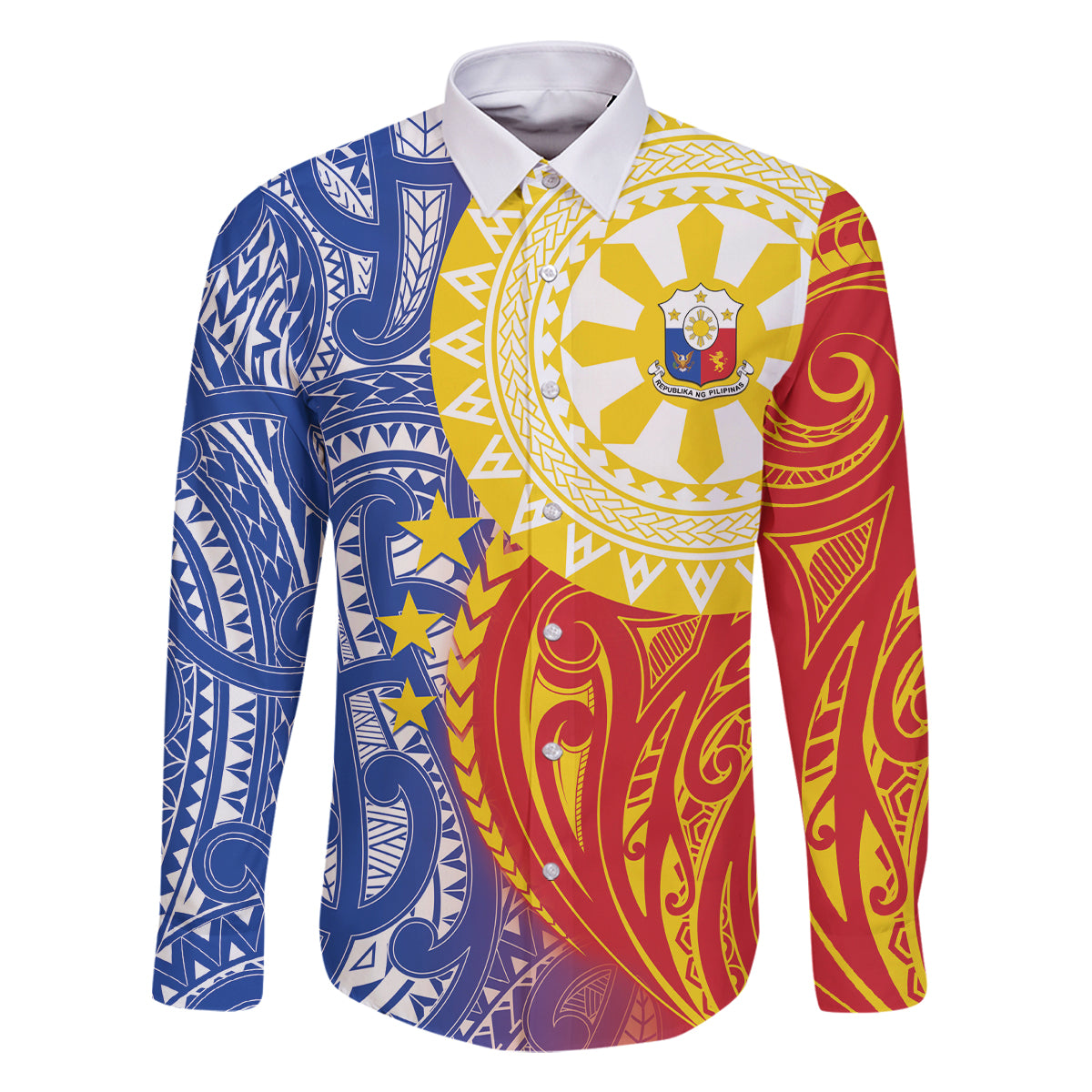 Philippines Family Matching Off The Shoulder Long Sleeve Dress and Hawaiian Shirt Pilipinas Polynesian Pattern LT01 Dad's Shirt - Long Sleeve Art - Polynesian Pride