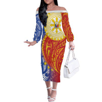 Philippines Family Matching Off The Shoulder Long Sleeve Dress and Hawaiian Shirt Pilipinas Polynesian Pattern LT01 Mom's Dress Art - Polynesian Pride