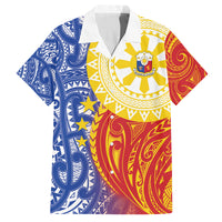 Philippines Family Matching Off Shoulder Short Dress and Hawaiian Shirt Pilipinas Polynesian Pattern LT01 Dad's Shirt - Short Sleeve Art - Polynesian Pride