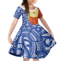 Philippines Kid Short Sleeve Dress Pilipinas Polynesian Pattern