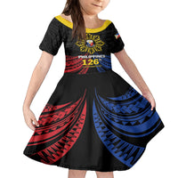 Personalized Philippines Independence Day Family Matching Summer Maxi Dress and Hawaiian Shirt Filipino 126th Anniversary Sun Tattoo LT01 Daughter's Dress Black - Polynesian Pride