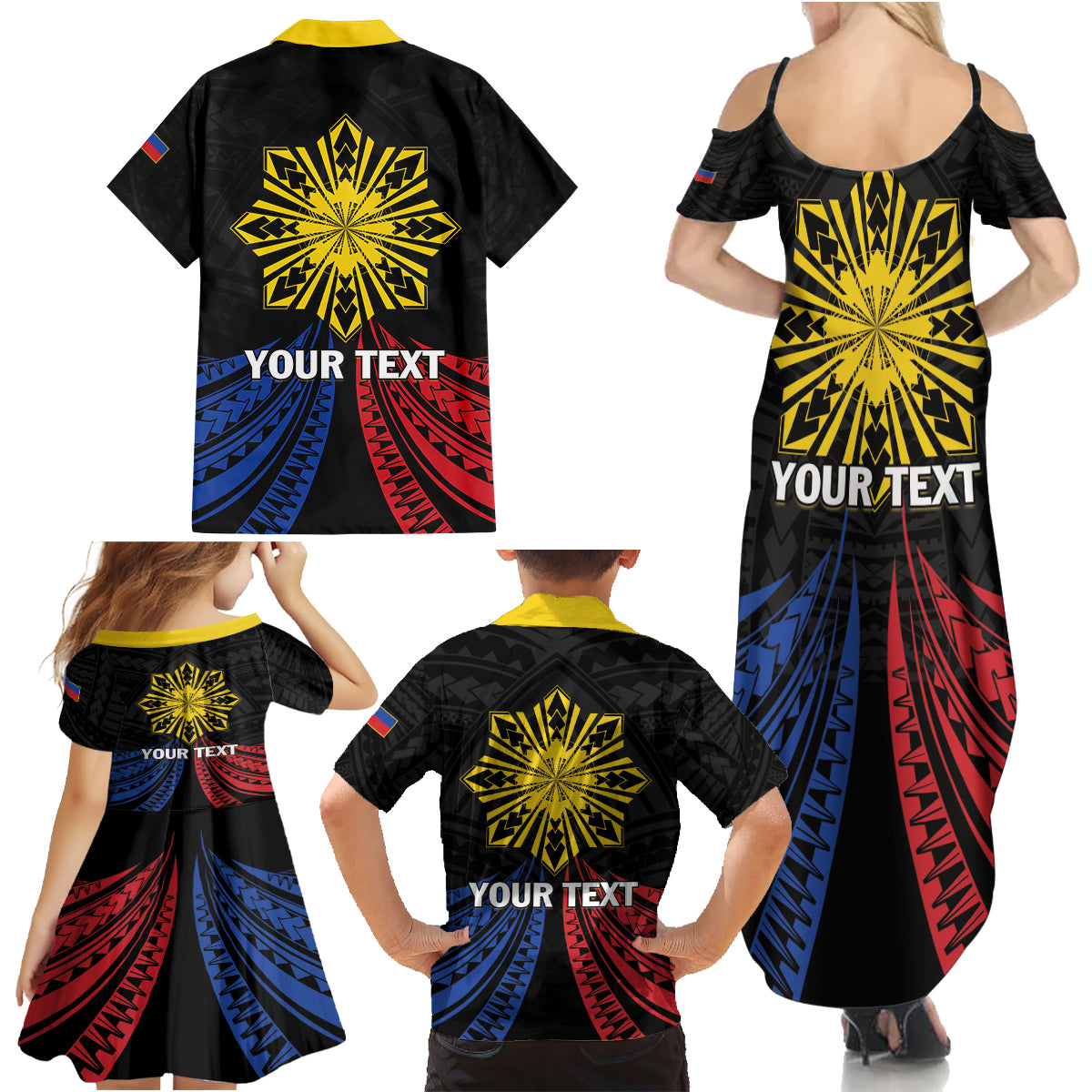 Personalized Philippines Independence Day Family Matching Summer Maxi Dress and Hawaiian Shirt Filipino 126th Anniversary Sun Tattoo LT01 - Polynesian Pride