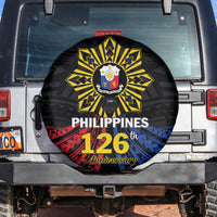 Philippines Independence Day Spare Tire Cover Filipino 126th Anniversary Sun Tattoo LT01 Black - Polynesian Pride