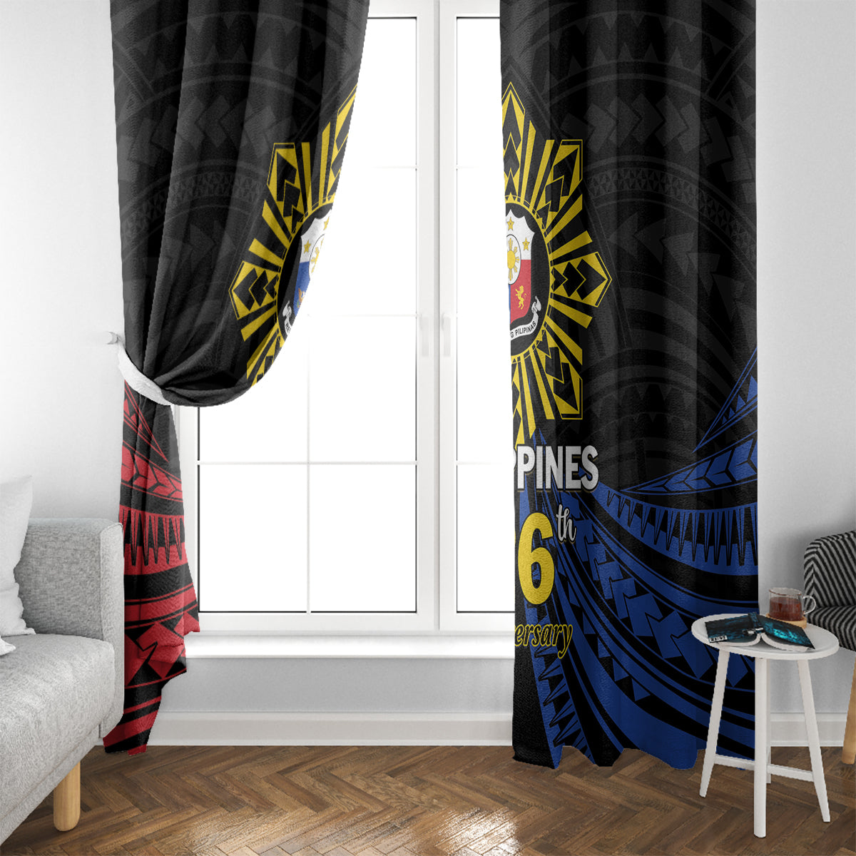Philippines Independence Day Window Curtain Filipino 126th Anniversary Sun Tattoo