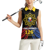 Personalized Philippines Independence Day Women Sleeveless Polo Shirt Filipino 126th Anniversary Sun Tattoo LT01 - Polynesian Pride