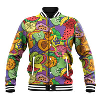 Hawaii Fruits Hippie Style Baseball Jacket Vibrant Colorful