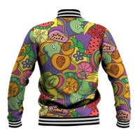 Hawaii Fruits Hippie Style Baseball Jacket Vibrant Colorful