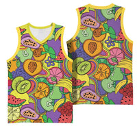Hawaii Fruits Hippie Style Basketball Jersey Vibrant Colorful