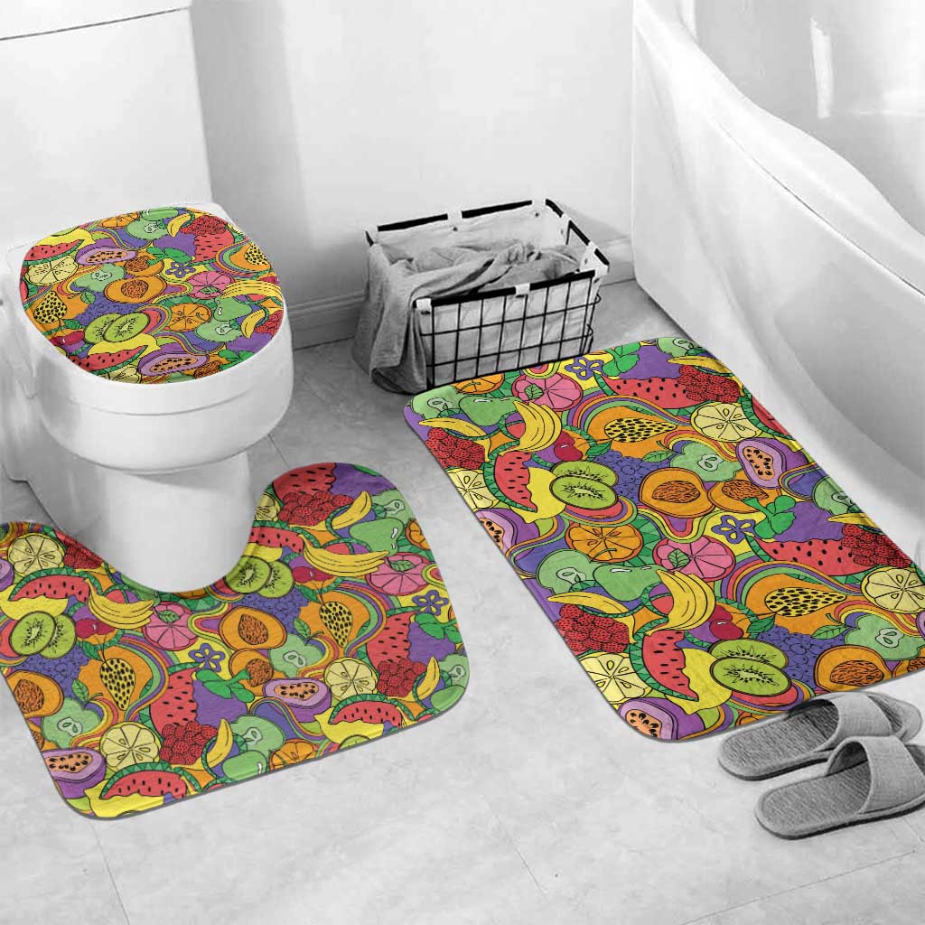 Hawaii Fruits Hippie Style Bathroom Set Vibrant Colorful