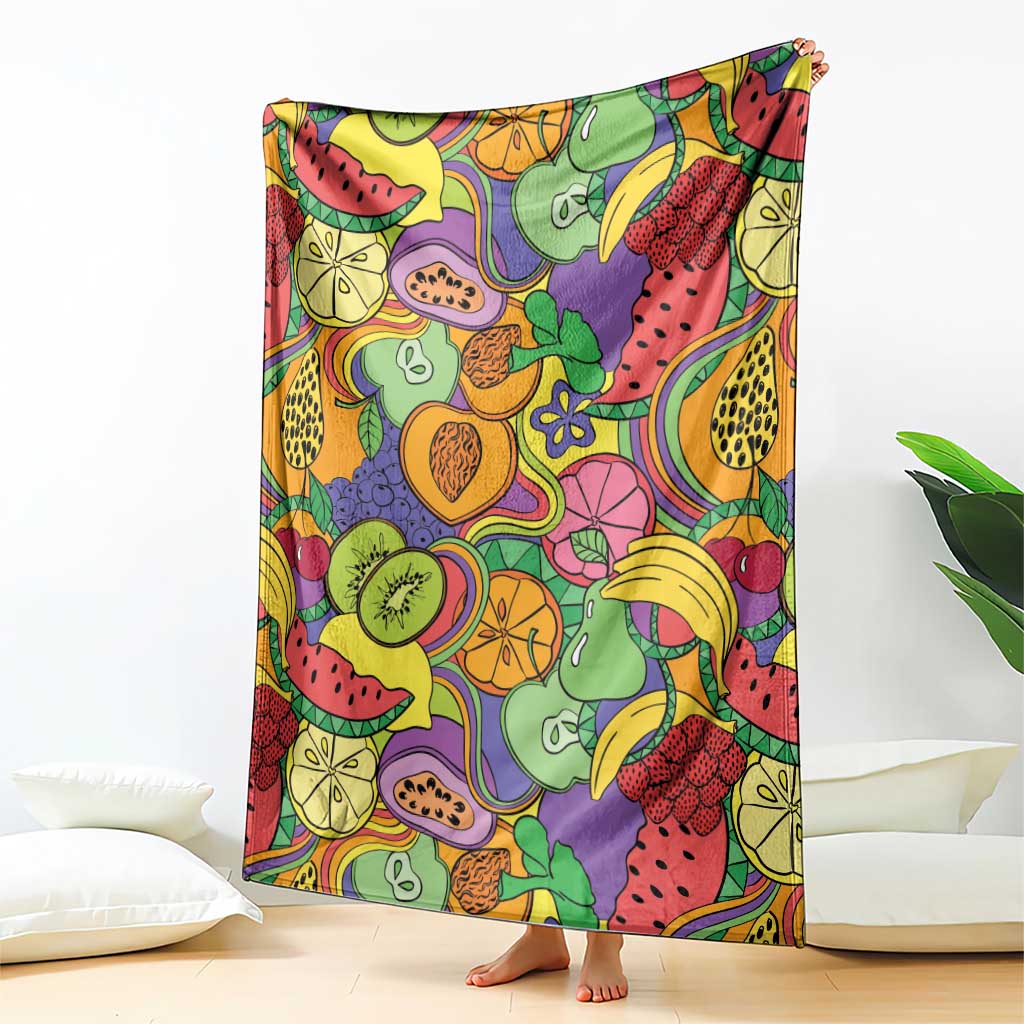 Hawaii Fruits Hippie Style Blanket Vibrant Colorful