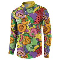 Hawaii Fruits Hippie Style Button Sweatshirt Vibrant Colorful