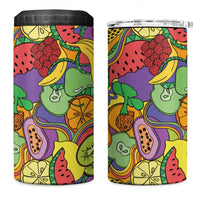 Hawaii Fruits Hippie Style 4 in 1 Can Cooler Tumbler Vibrant Colorful
