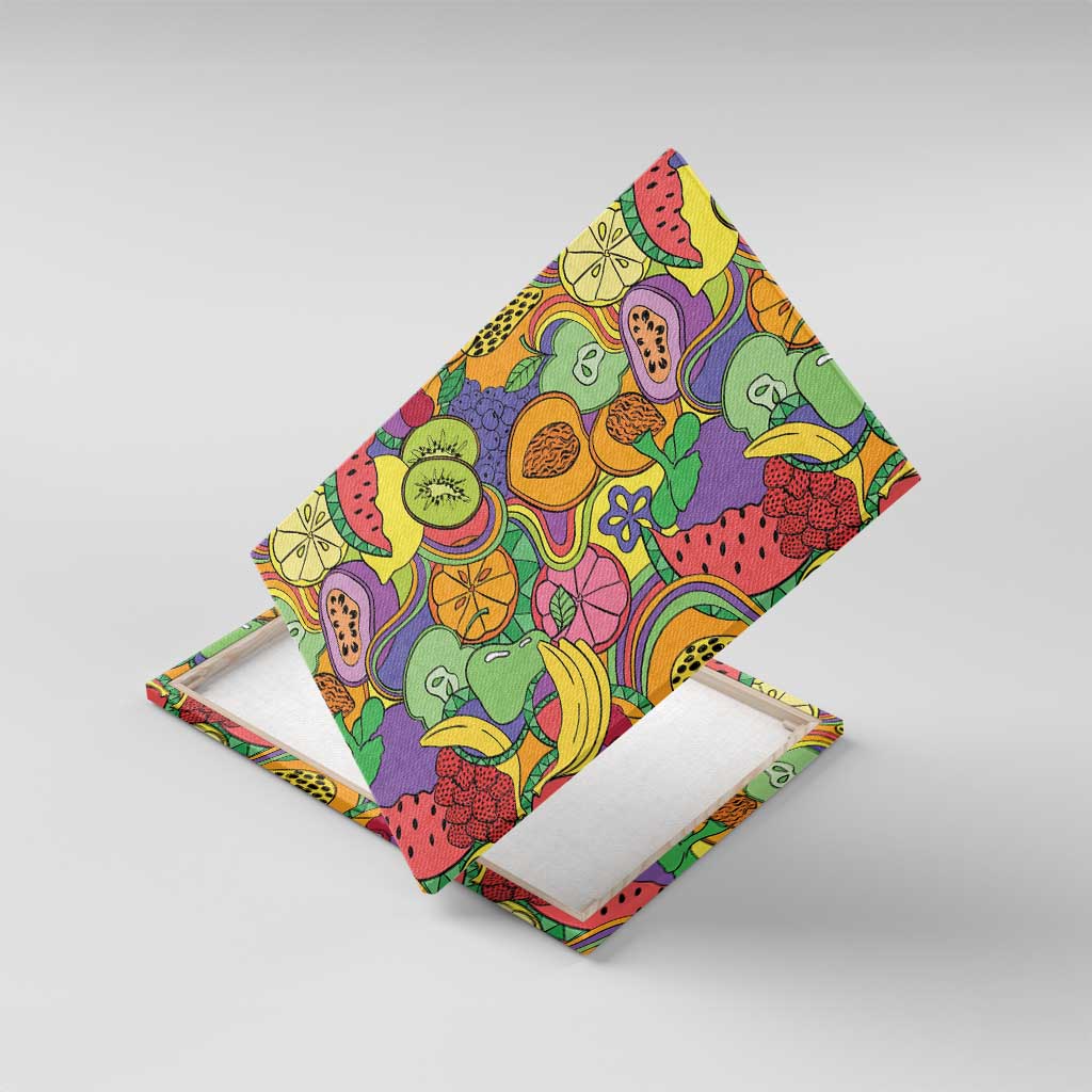 Hawaii Fruits Hippie Style Canvas Wall Art Vibrant Colorful