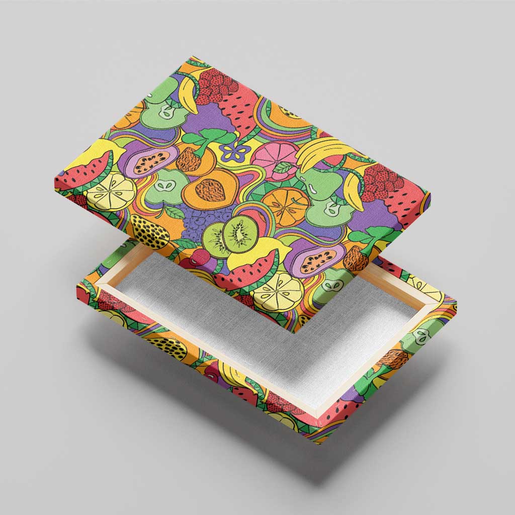 Hawaii Fruits Hippie Style Canvas Wall Art Vibrant Colorful