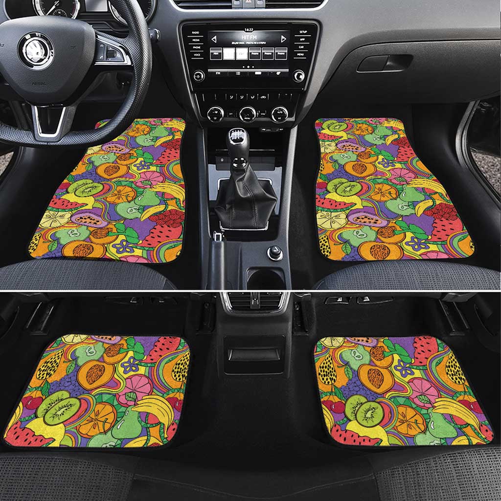 Hawaii Fruits Hippie Style Car Mats Vibrant Colorful