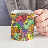 Hawaii Fruits Hippie Style Ceramic Mug Vibrant Colorful