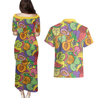 Hawaii Fruits Hippie Style Couples Matching Puletasi and Hawaiian Shirt Vibrant Colorful LT01 - Polynesian Pride