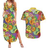 Hawaii Fruits Hippie Style Couples Matching Summer Maxi Dress and Hawaiian Shirt Vibrant Colorful LT01 Multicolor - Polynesian Pride