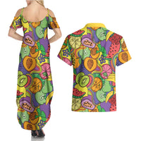 Hawaii Fruits Hippie Style Couples Matching Summer Maxi Dress and Hawaiian Shirt Vibrant Colorful LT01 - Polynesian Pride