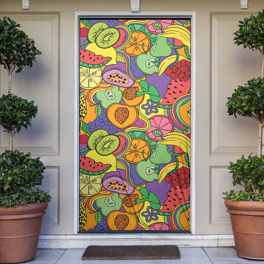 Hawaii Fruits Hippie Style Door Cover Vibrant Colorful