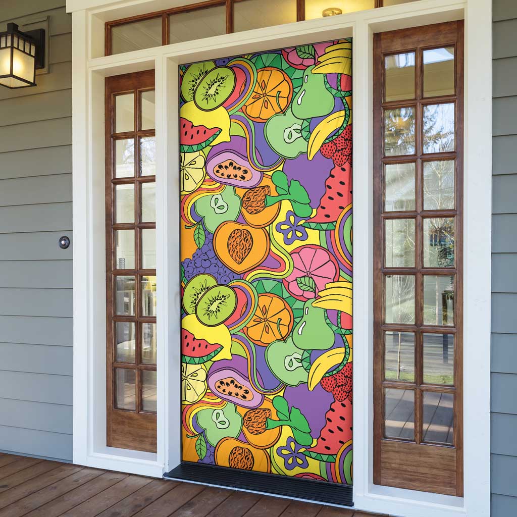 Hawaii Fruits Hippie Style Door Cover Vibrant Colorful