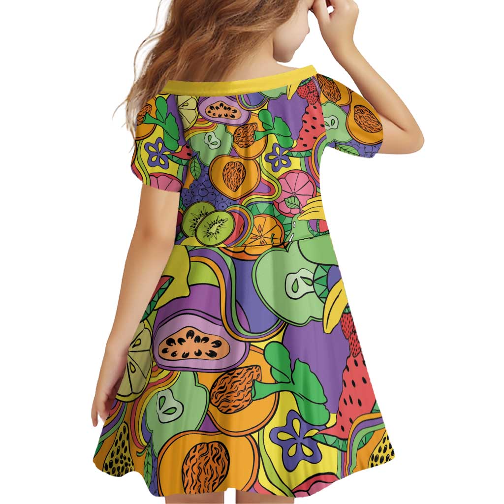 Hawaii Fruits Hippie Style Family Matching Off Shoulder Short Dress and Hawaiian Shirt Vibrant Colorful LT01 - Polynesian Pride