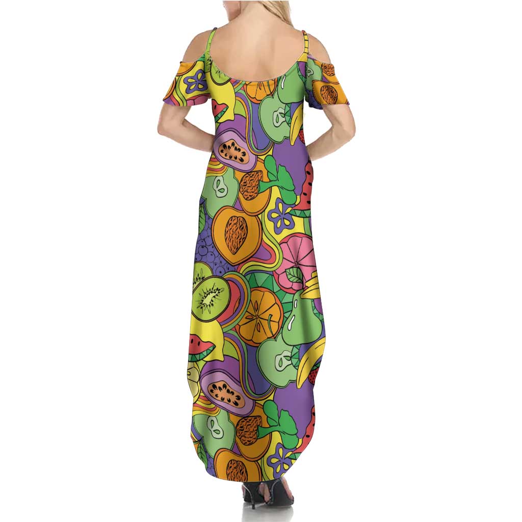 Hawaii Fruits Hippie Style Family Matching Summer Maxi Dress and Hawaiian Shirt Vibrant Colorful LT01 - Polynesian Pride