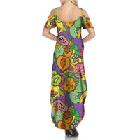 Hawaii Fruits Hippie Style Family Matching Summer Maxi Dress and Hawaiian Shirt Vibrant Colorful LT01 - Polynesian Pride