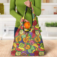 Hawaii Fruits Hippie Style Grocery Bag Vibrant Colorful