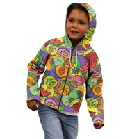Hawaii Fruits Hippie Style Kid Hoodie Vibrant Colorful