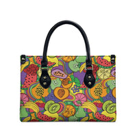 Hawaii Fruits Hippie Style Leather Bag Vibrant Colorful