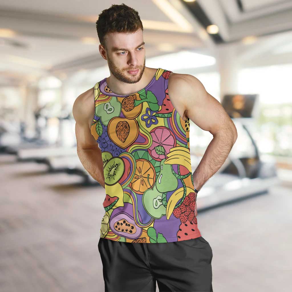 Hawaii Fruits Hippie Style Men Tank Top Vibrant Colorful