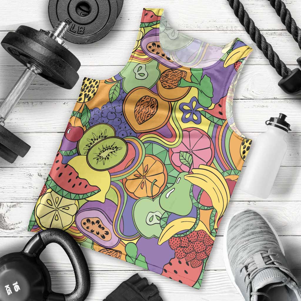 Hawaii Fruits Hippie Style Men Tank Top Vibrant Colorful