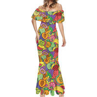 Hawaii Fruits Hippie Style Mermaid Dress Vibrant Colorful
