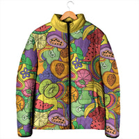 Hawaii Fruits Hippie Style Padded Jacket Vibrant Colorful