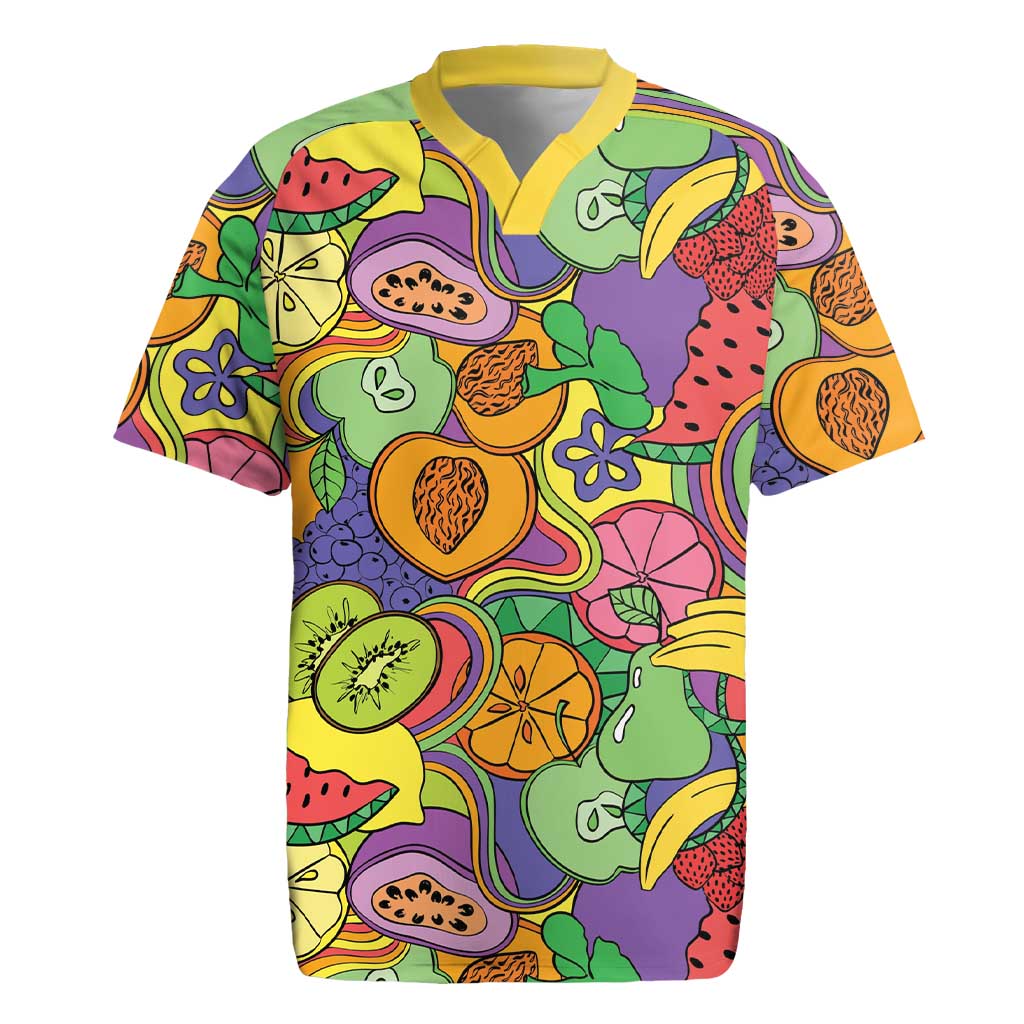 Hawaii Fruits Hippie Style Rugby Jersey Vibrant Colorful