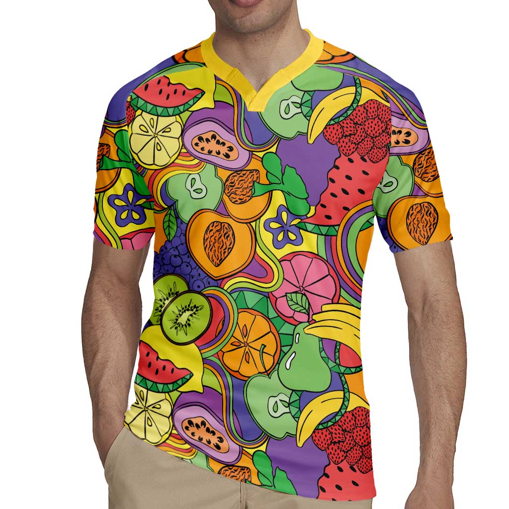Hawaii Fruits Hippie Style Rugby Jersey Vibrant Colorful