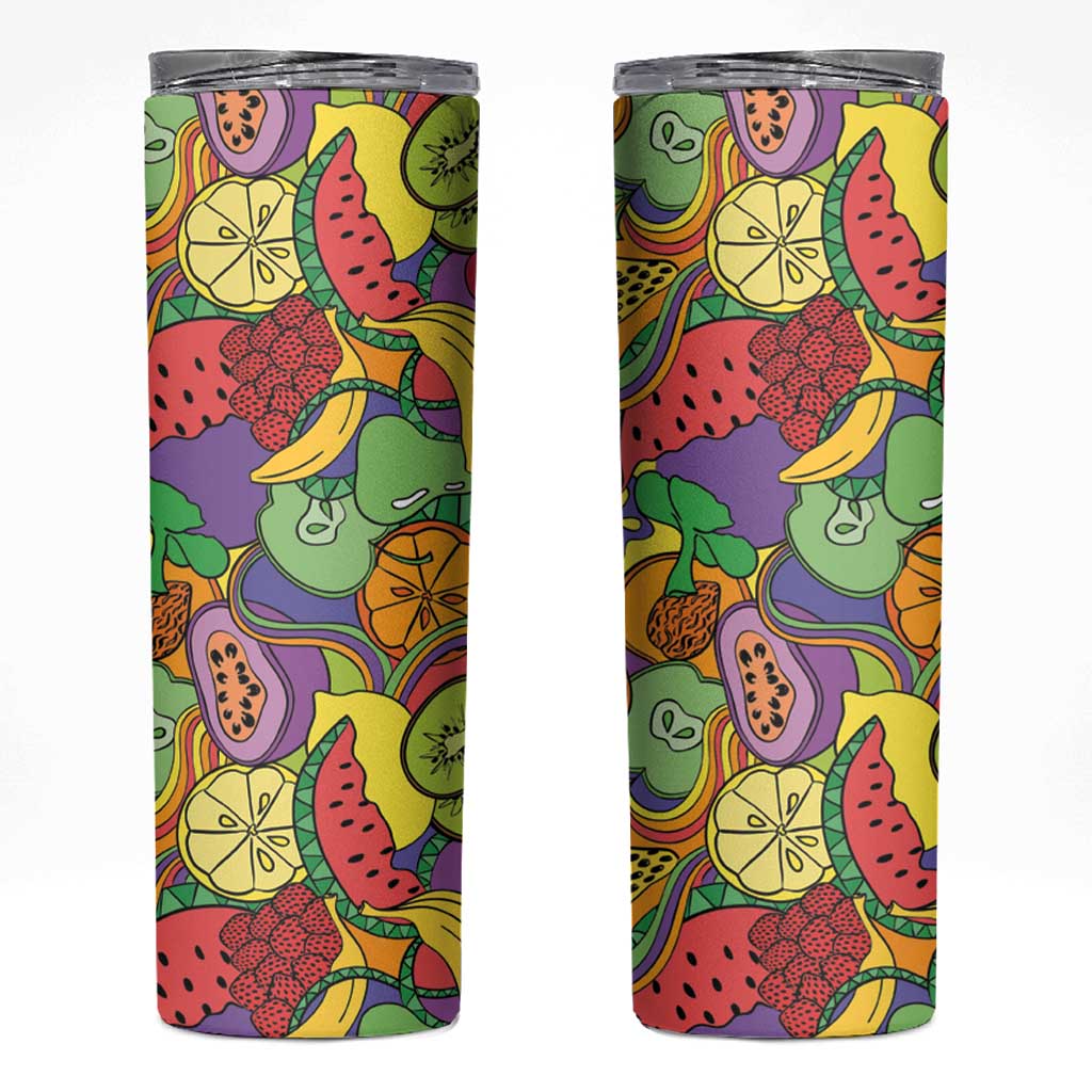 Hawaii Fruits Hippie Style Skinny Tumbler Vibrant Colorful LT01 Multicolor - Polynesian Pride
