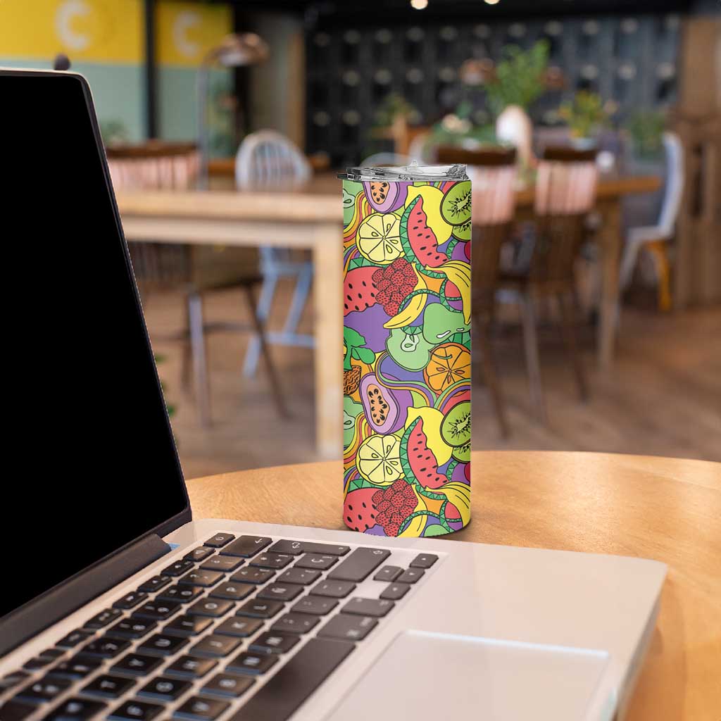 Hawaii Fruits Hippie Style Skinny Tumbler Vibrant Colorful LT01 - Polynesian Pride