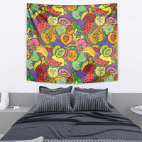Hawaii Fruits Hippie Style Tapestry Vibrant Colorful