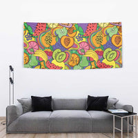 Hawaii Fruits Hippie Style Tapestry Vibrant Colorful