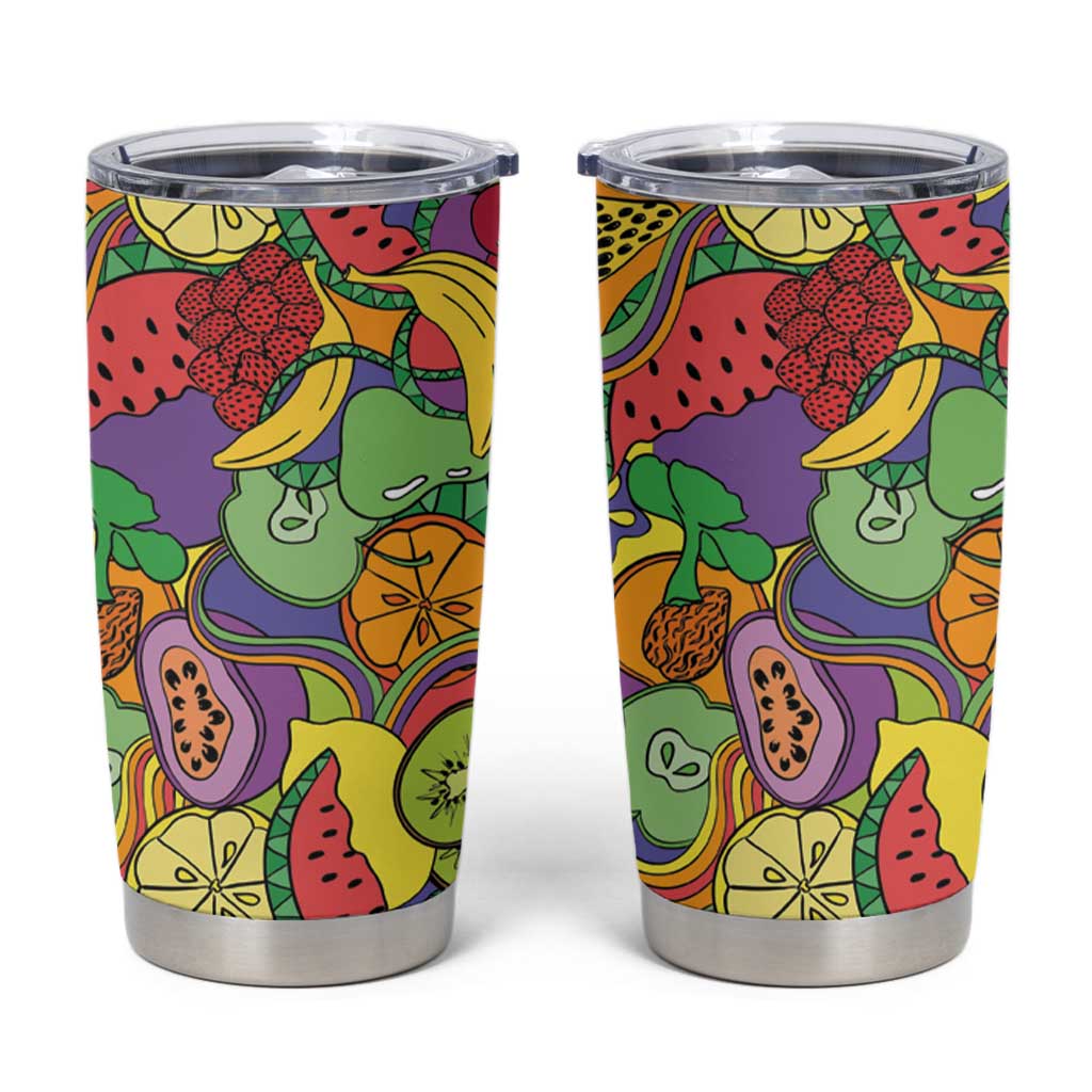 Hawaii Fruits Hippie Style Tumbler Cup Vibrant Colorful LT01 Multicolor - Polynesian Pride